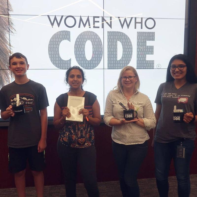 Winning a prize at a Women Who Code Meetup